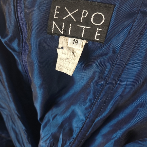 Blue Velvet Evening/Cocktail/Formal Dress | 80s/90s Vintage | Size 14 Expo Nite - Picture 4 of 5